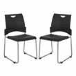 Straight Leg Plastic Stacking Chair in Black Set of 2 pack