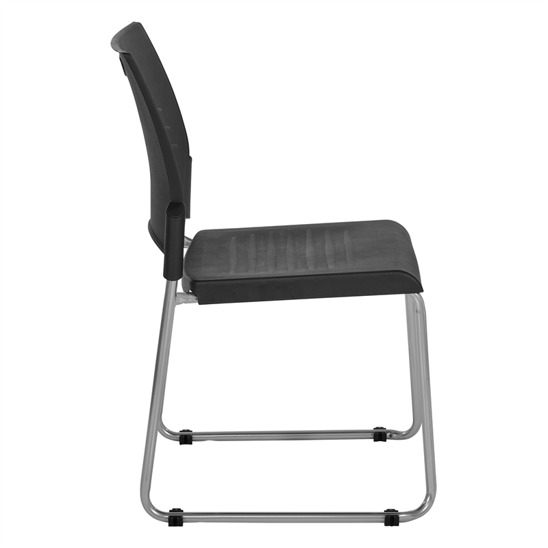 Stacking and Ganging Chairs with Black Plastic Seat and Back 4 Pack