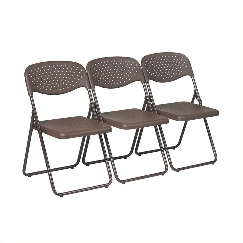 Folding Chair with Mocha Brown Plastic Seat and Back and Frame. (4 Pack)
