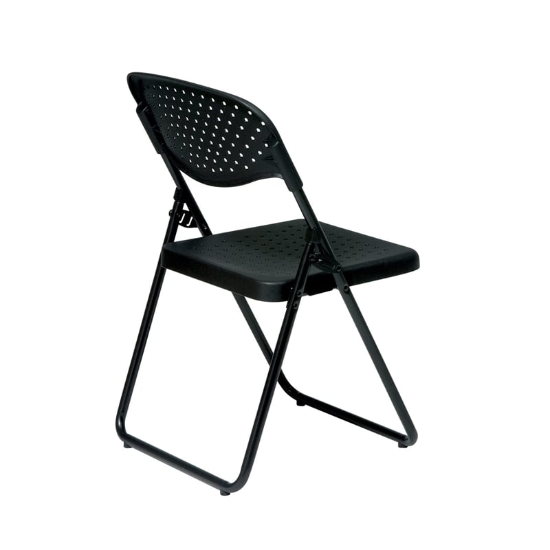 Folding Chair with Black Plastic Seat and Back and Black Frame. (4 Pack)