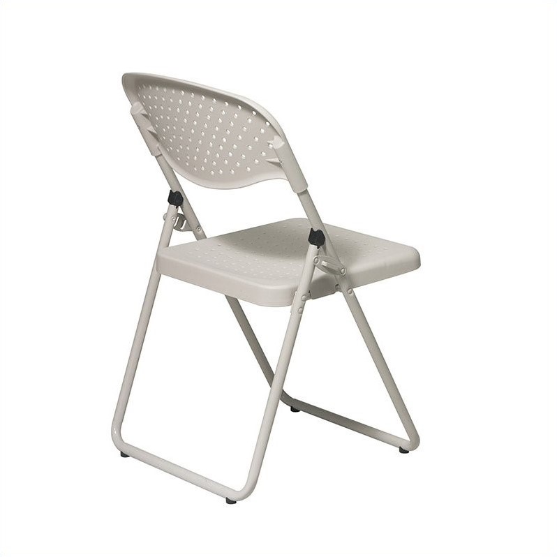 Folding Chair with Beige Plastic Seat and Back and Beige Frame. (4 Pack)