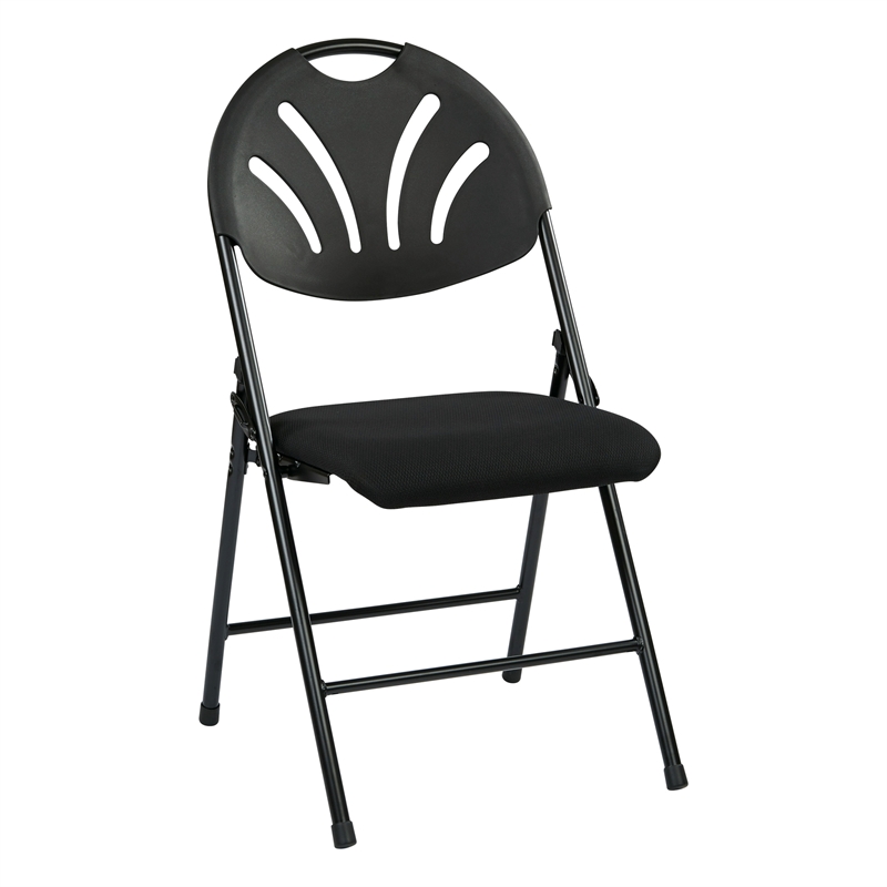 Set of 4 Plastic Folding Chair in Black by Office Star Products