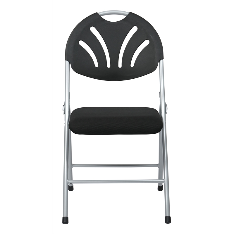 Set of 4 Plastic Folding Chair in Black and Silver