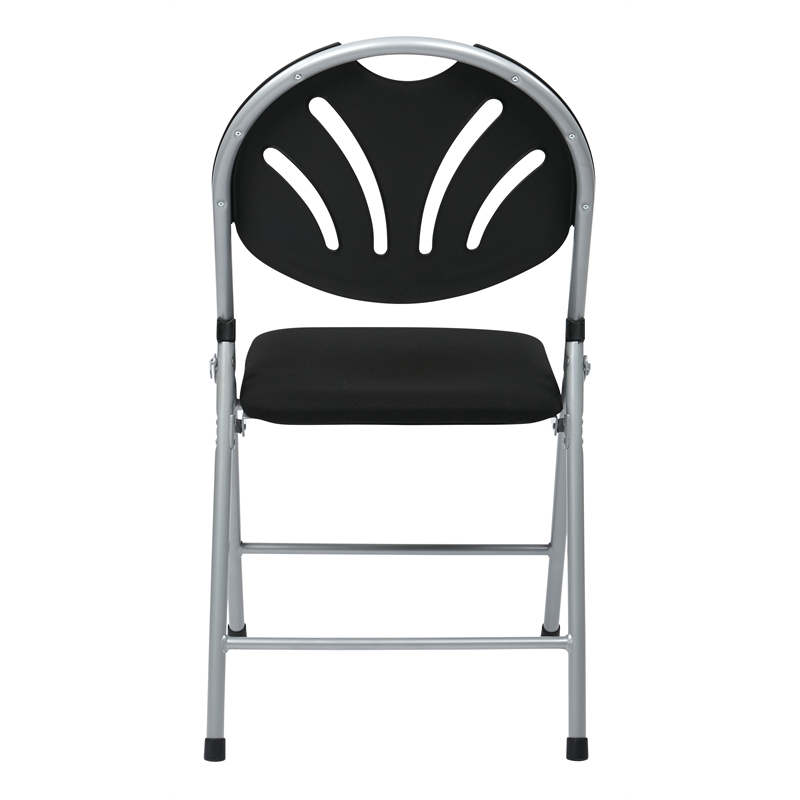 Set of 4 Plastic Folding Chair in Black and Silver