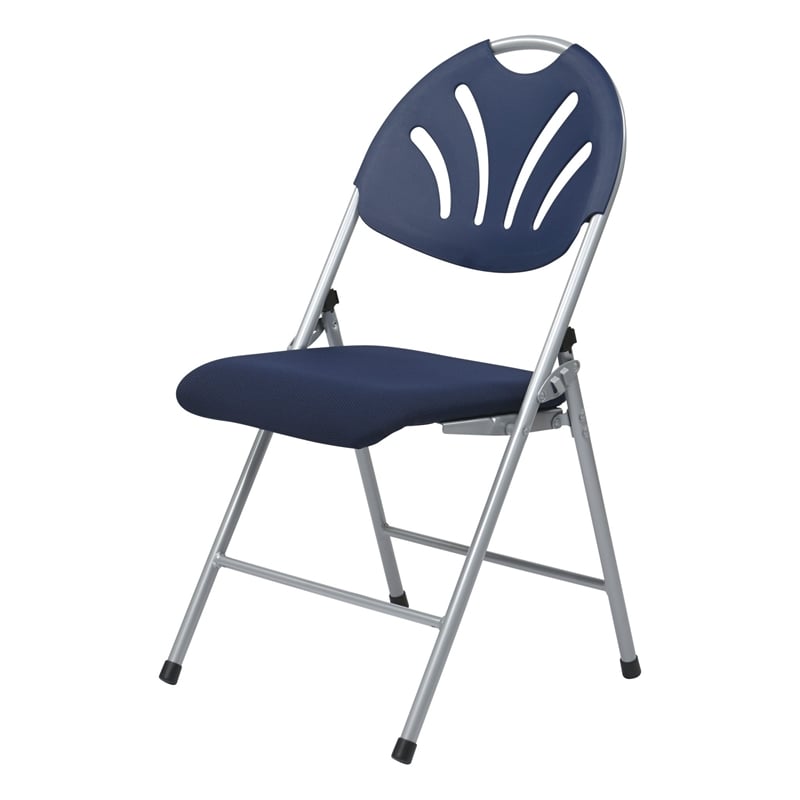 Set of 4 Plastic Folding Chair in Blue and Silver