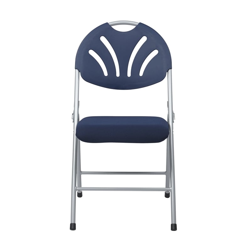Set of 4 Plastic Folding Chair in Blue and Silver