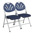 Set of 4 Plastic Folding Chair in Blue and Silver