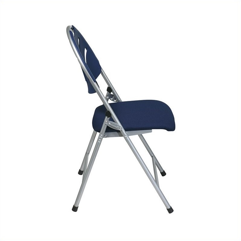 Set of 4 Plastic Folding Chair in Blue and Silver
