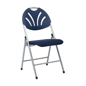Set of 4 Plastic Folding Chair in Blue and Silver