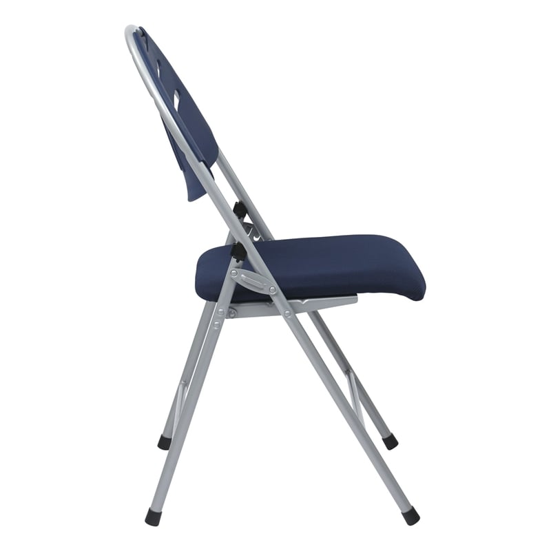 Set of 4 Plastic Folding Chair in Blue and Silver