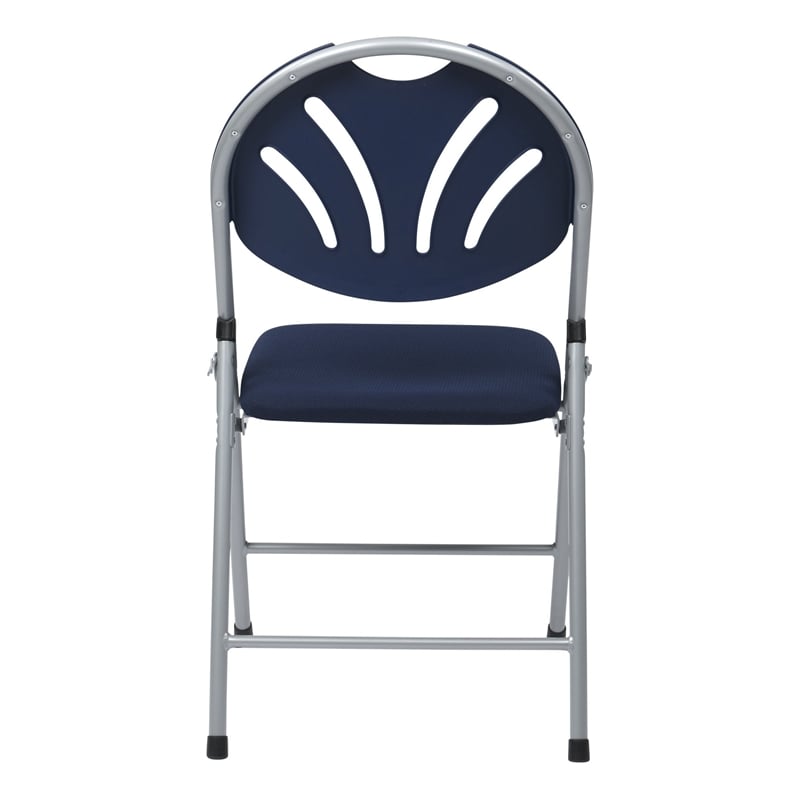 Set of 4 Plastic Folding Chair in Blue and Silver