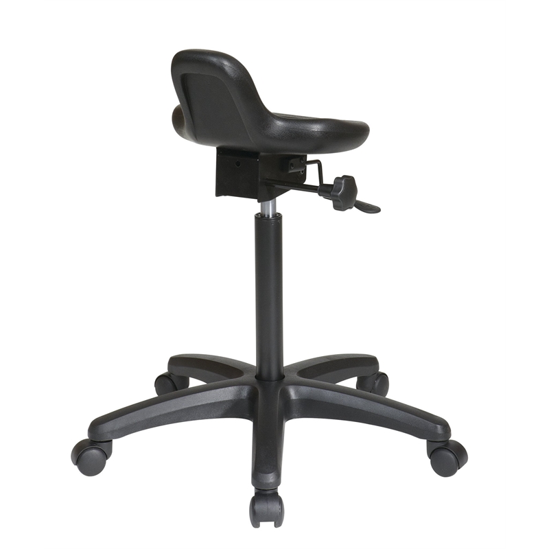 Black Saddle Seat Stool with Seat Angle Adjustment and Pneumatic Seat Height