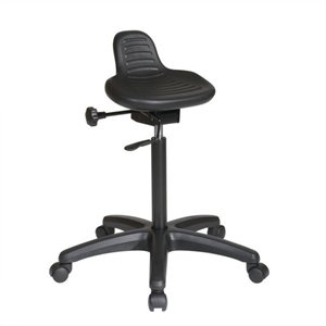 black saddle seat stool with seat angle adjustment and pneumatic seat height