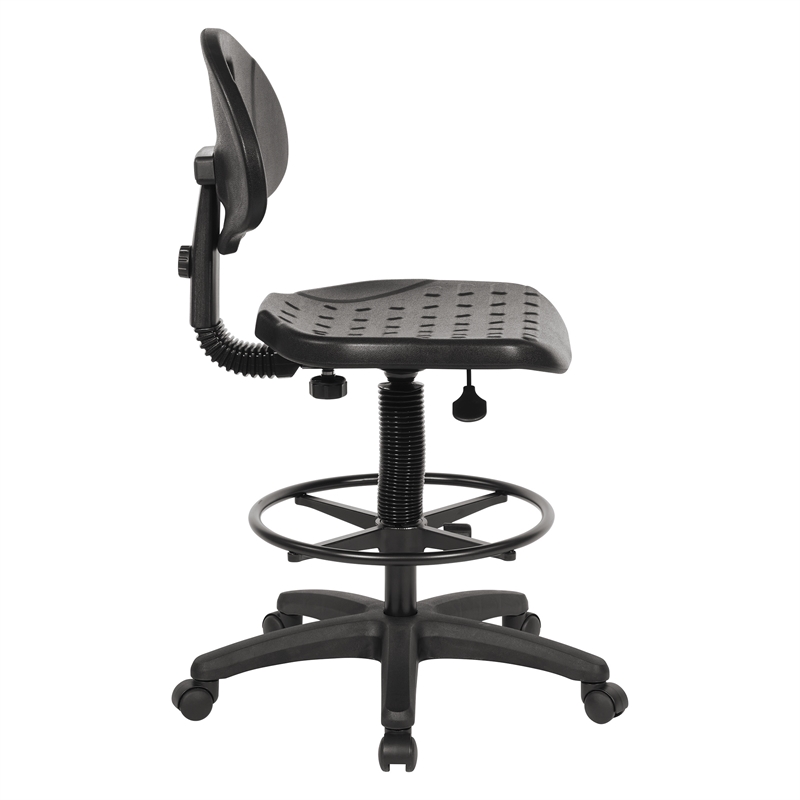 Black  Plastic Urethane Standard Drafting Chair with Adjustable Footrest