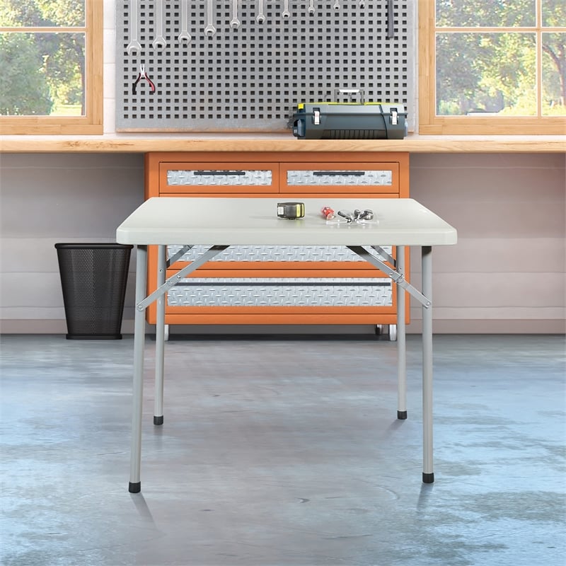 Light Gray 36 inch Multi-Purpose Folding Square Resin Table by Office Star