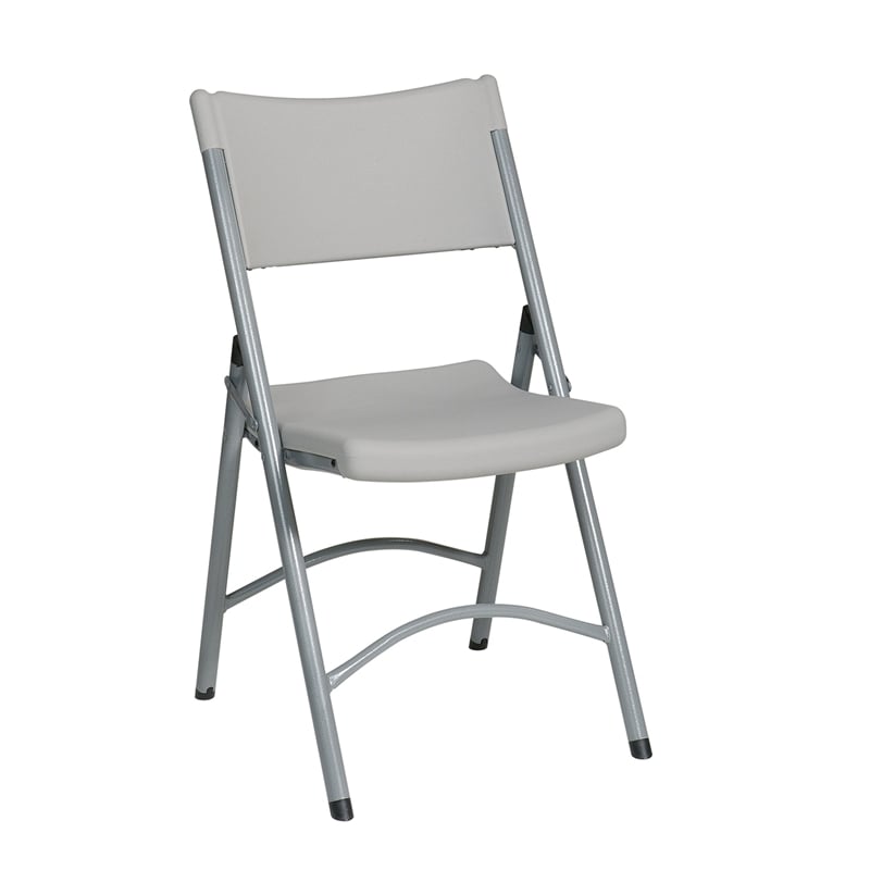 Light Gray Resin Folding Chair in Silver Set of 4