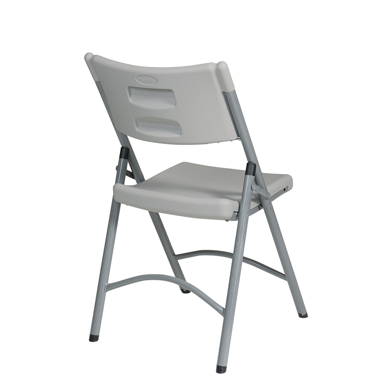Light Gray Resin Folding Chair in Silver Set of 4