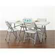 Light Gray Resin Folding Chair in Silver Set of 4