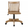 Deluxe Armless Wood Bankers Office Chair in Medium Brown