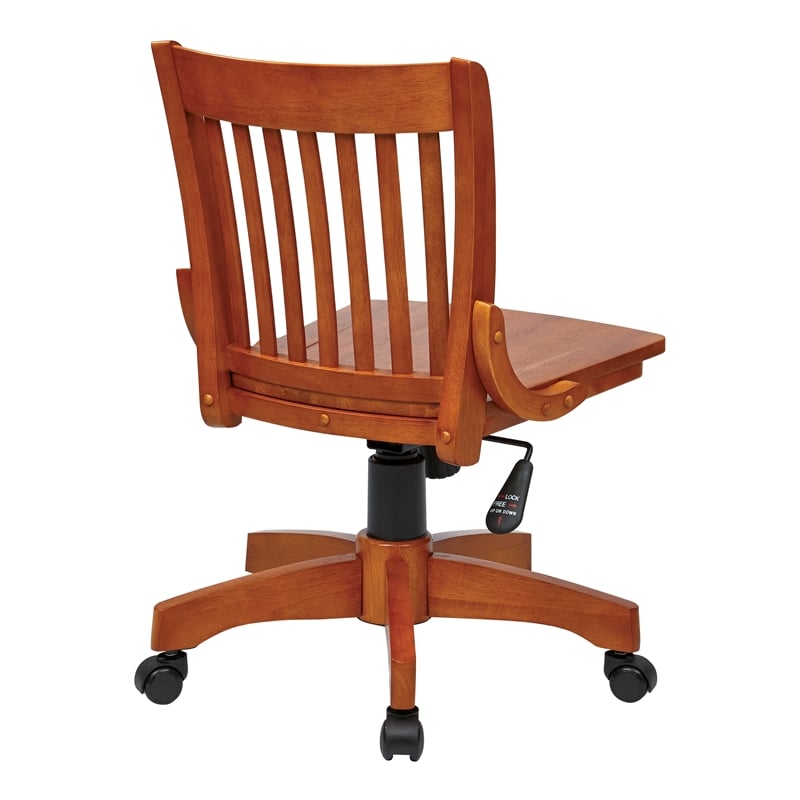 Deluxe Armless Wood Bankers Office, Wood Bankers Chair Cushion