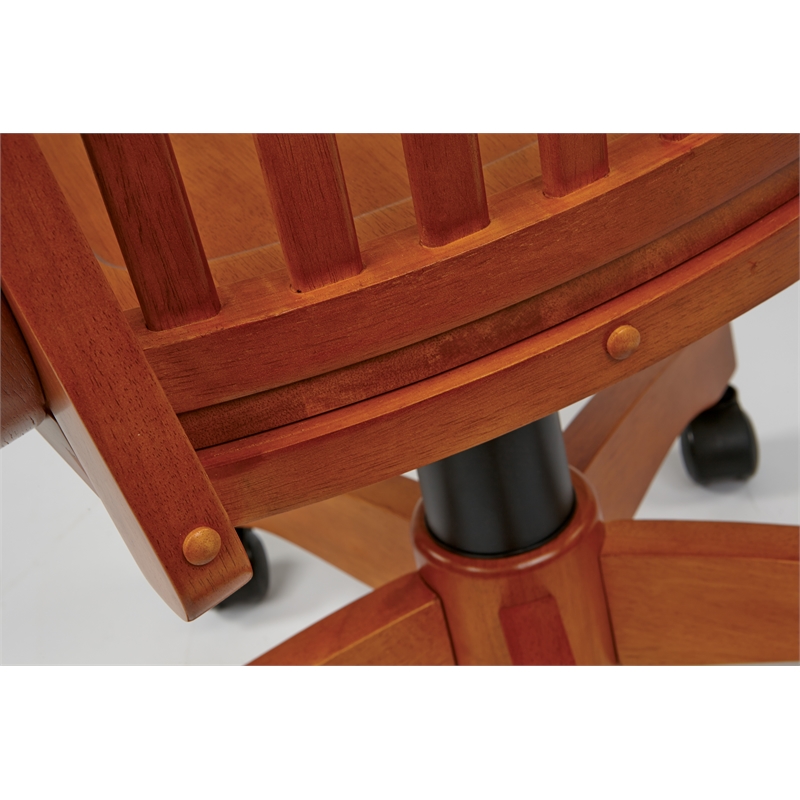 Deluxe Armless Wood Bankers Office Chair in Medium Fruitwood Brown