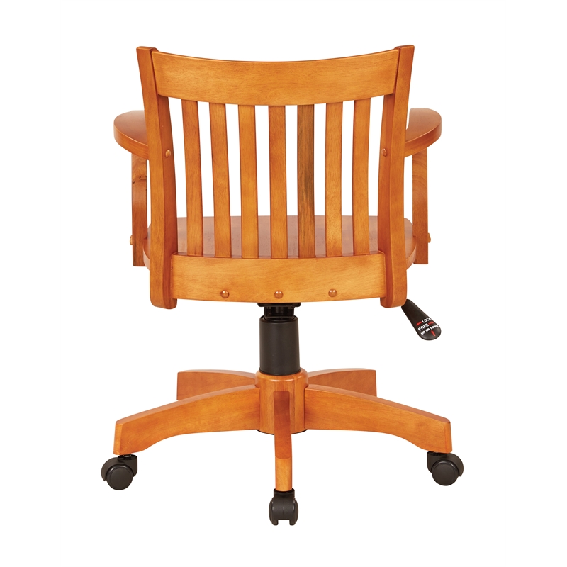Deluxe Wood Bankers Office Chair with Wood Seat in Fruit Brown Wood