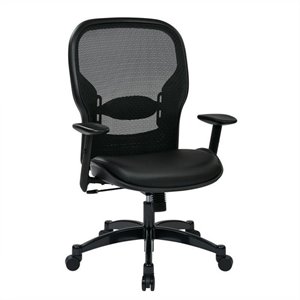professional breathable mesh back chair with bonded leather seat in black