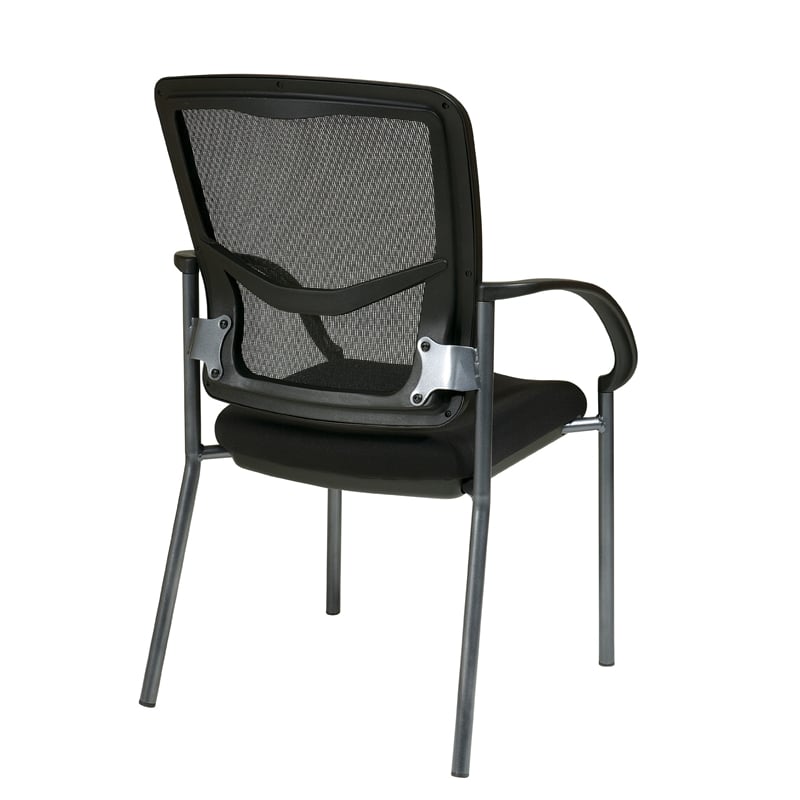 ProGrid Black Visitors Chair with Arms and Titanium Finish Fabric Seat