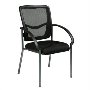 progrid black visitors chair with arms and titanium finish fabric seat