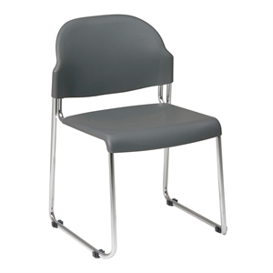 Office Star Plastic Stacking Chair in Gray Set of 4