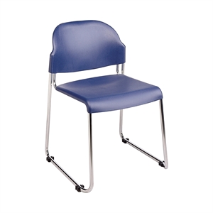 Plastic Stacking Chair in Blue Set of 4 with Chrome Legs