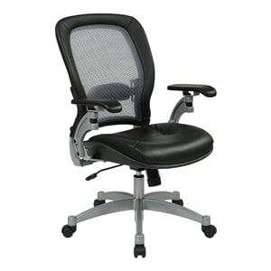 office star space air grid leather office chair in black and platinum