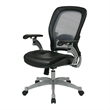 Office Star SPACE Air Grid Leather Office Chair in Black and Platinum