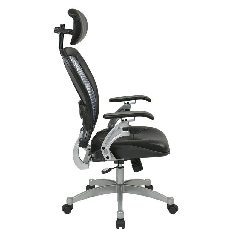 Office Star Space Seating Executive Bonded Leather Office Chair in Black