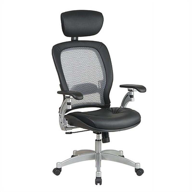 Office Star Space Seating Executive Bonded Leather Office Chair in Black