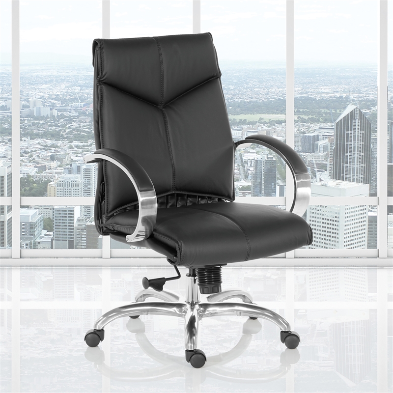 Deluxe Mid Back Black Executive Leather Office Chair