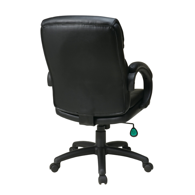 High Back Black Bonded Leather Executive Chair with Padded Arms in Black