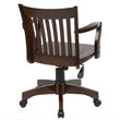 Deluxe Wood Banker's Office Chair with Wood Seat in Espresso