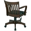 Deluxe Wood Bankers Chair with Vinyl Padded Seat in Espresso and Black Vinyl
