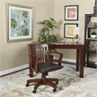 Deluxe Wood Bankers Chair with Vinyl Padded Seat in Espresso and Black Vinyl