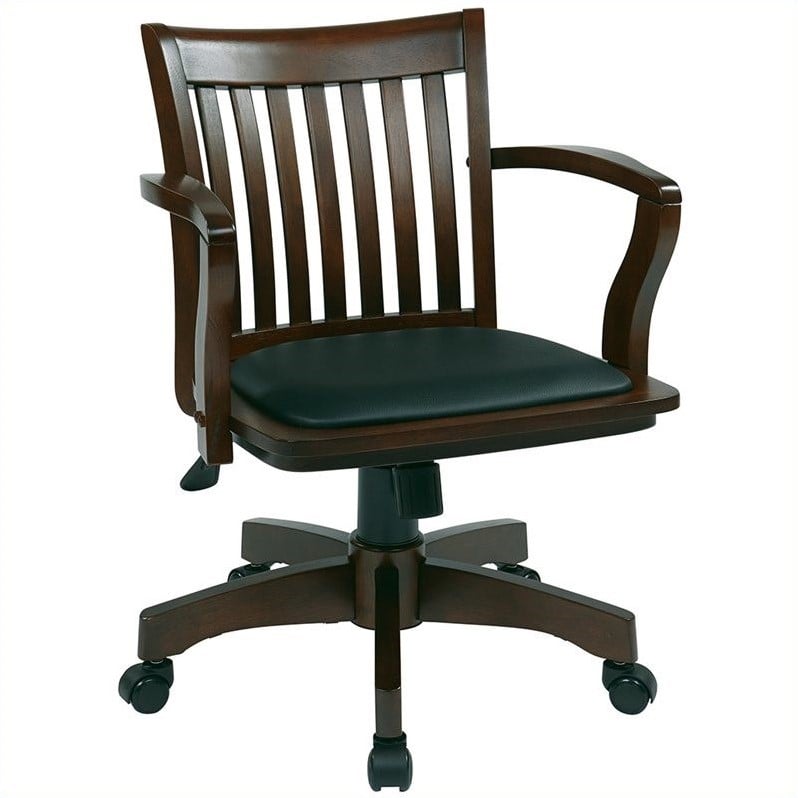 Armless wood bankers online desk chair