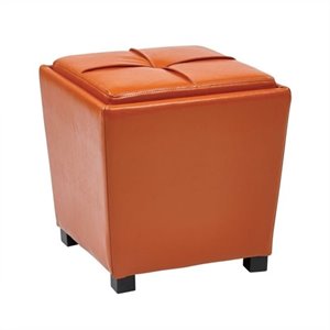 2 Piece Vinyl Ottoman Set in Orange