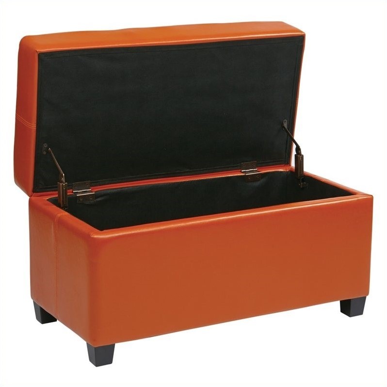 Vinyl Storage Ottoman in Orange MET804VPB18
