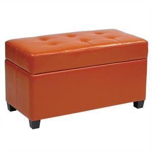 Vinyl Storage Ottoman in Orange