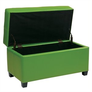 Vinyl Storage Ottoman in Green