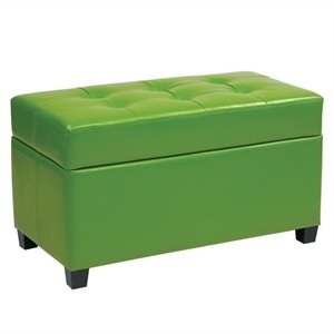 Vinyl Storage Ottoman in Green