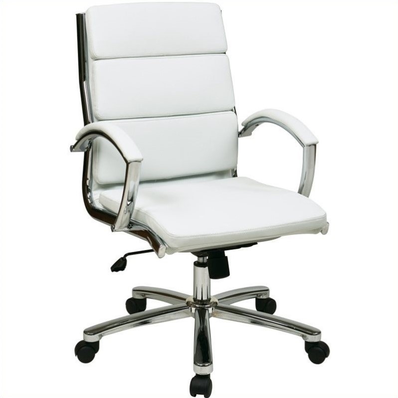 Mid Back White Executive Leather Chair By Office Star Fl5388c U11