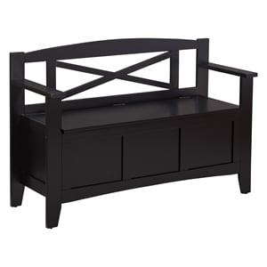 Metro Entry Way Bench with Black finish Solid Wood and Veneer