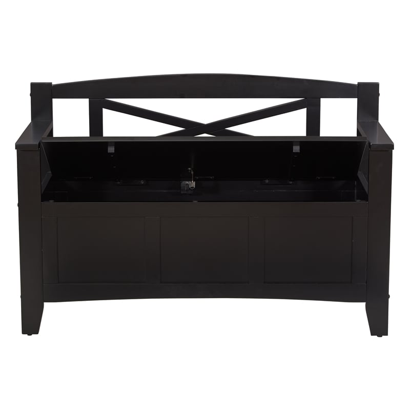 Metro Entry Way Bench with Black finish Solid Wood and Veneer