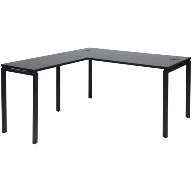 Office Star Prado L Shaped Computer Desk In Black Prd3060 Blk